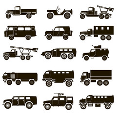 15 icons of military vehicles