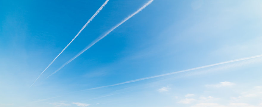 Blue Sky With Contrails