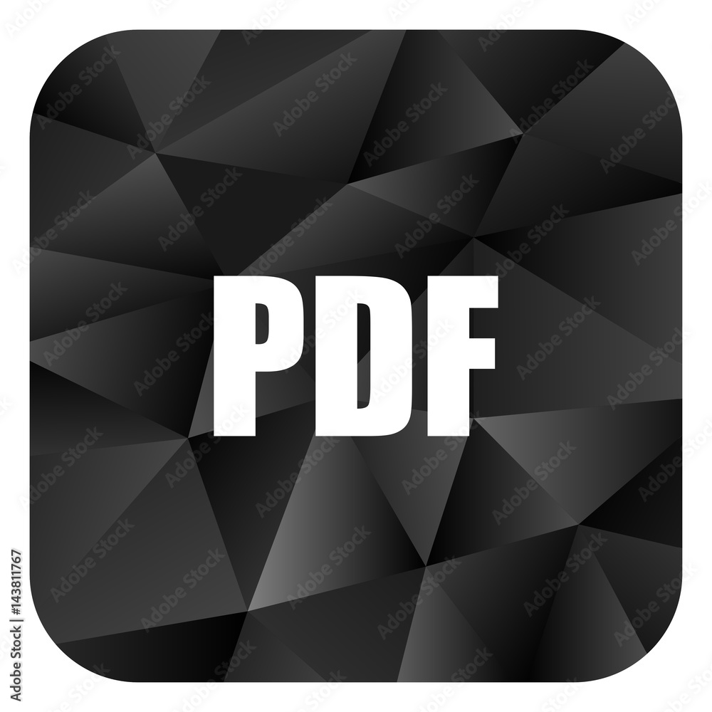 Poster pdf black color web modern brillant design square internet icon on white background.