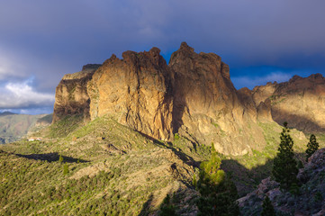 Fototapeta na wymiar Mountain landscape in Gran Canaria near El Junkal