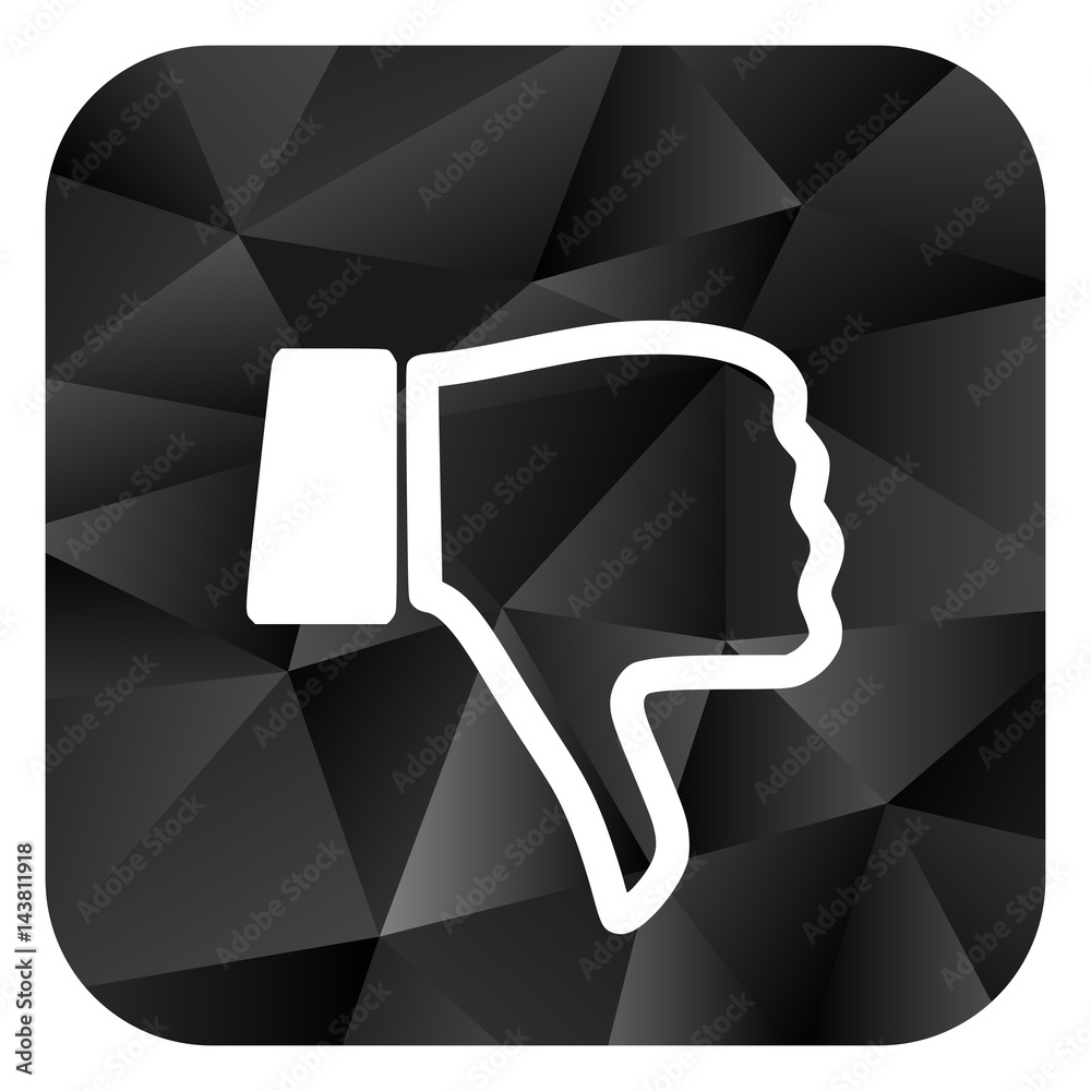 Poster dislike black color web modern brillant design square internet icon on white background.