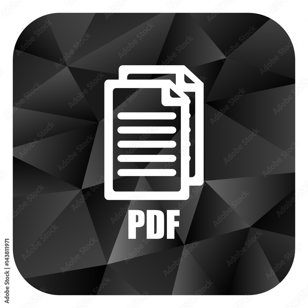 Poster pdf black color web modern brillant design square internet icon on white background.,
