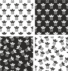 Sheriff or Cowboy Avatar Aligned & Random Seamless Pattern Set