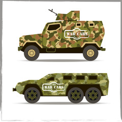 Obraz premium Vector military car icons