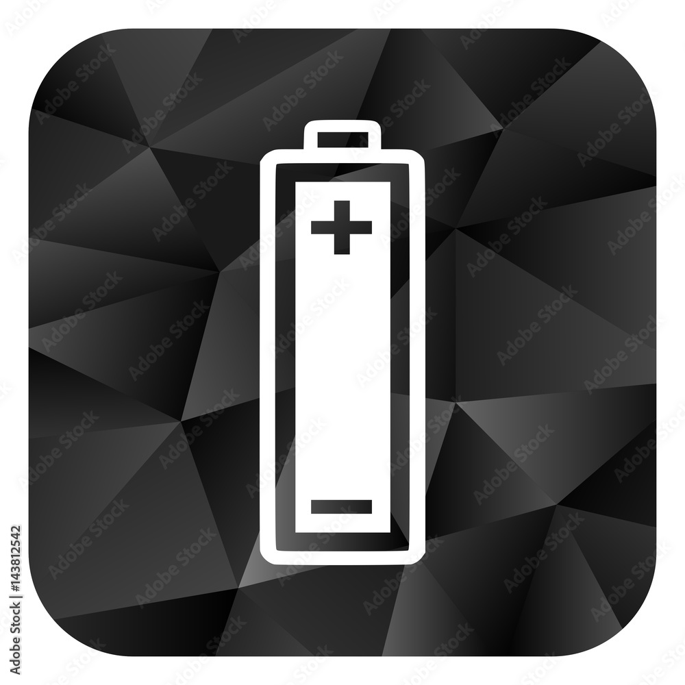Poster battery black color web modern brillant design square internet icon on white background.