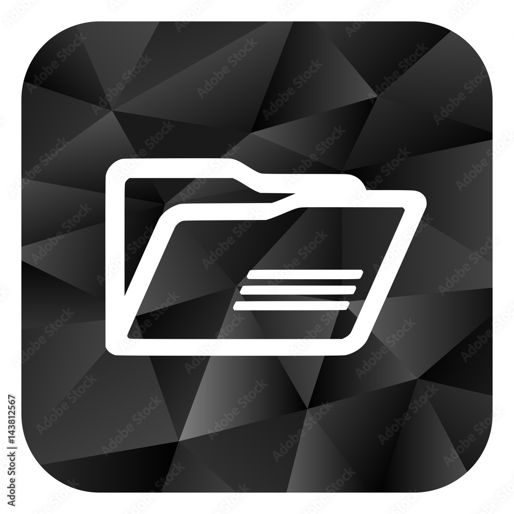 Poster folder black color web modern brillant design square internet icon on white background.