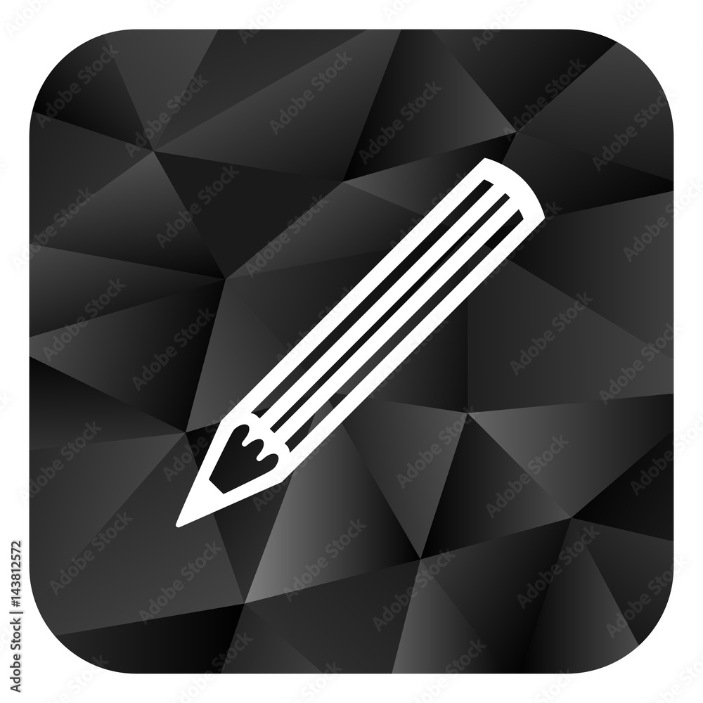 Poster pencil black color web modern brillant design square internet icon on white background.