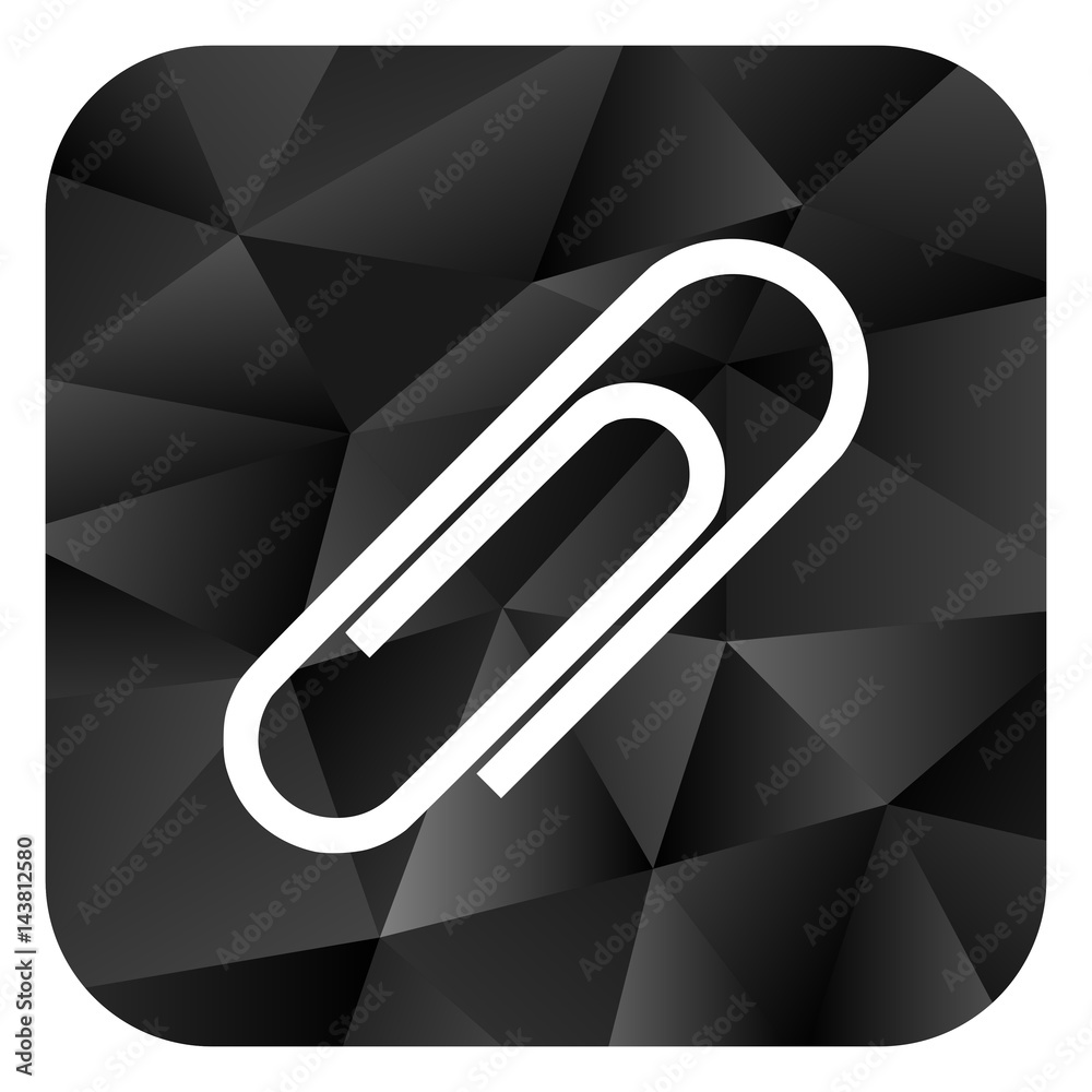 Poster paperclip black color web modern brillant design square internet icon on white background.