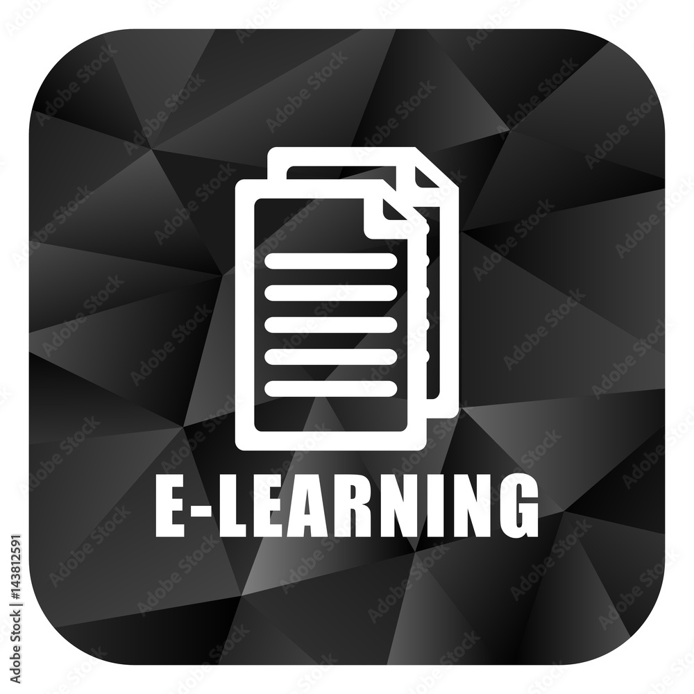 Poster Learning black color web modern brillant design square internet icon on white background.