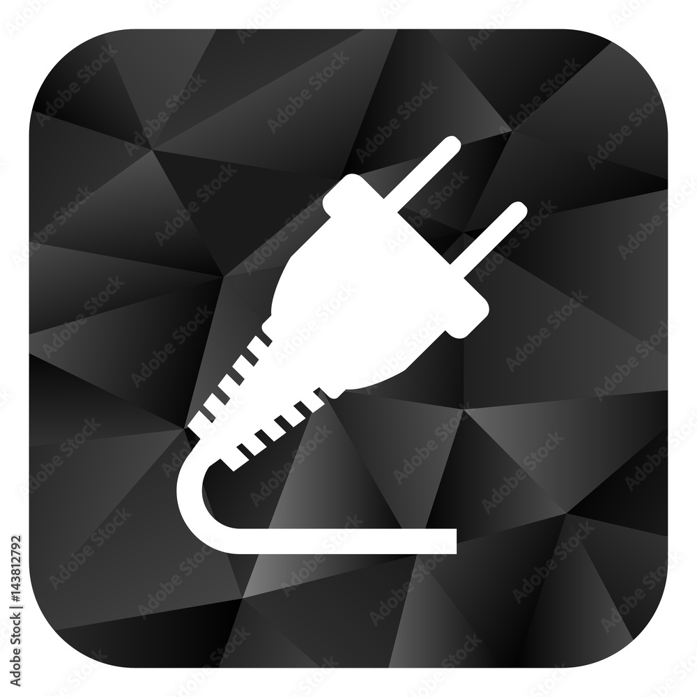 Poster plug black color web modern brillant design square internet icon on white background.