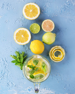 Homemade lemonade with mint and lemon