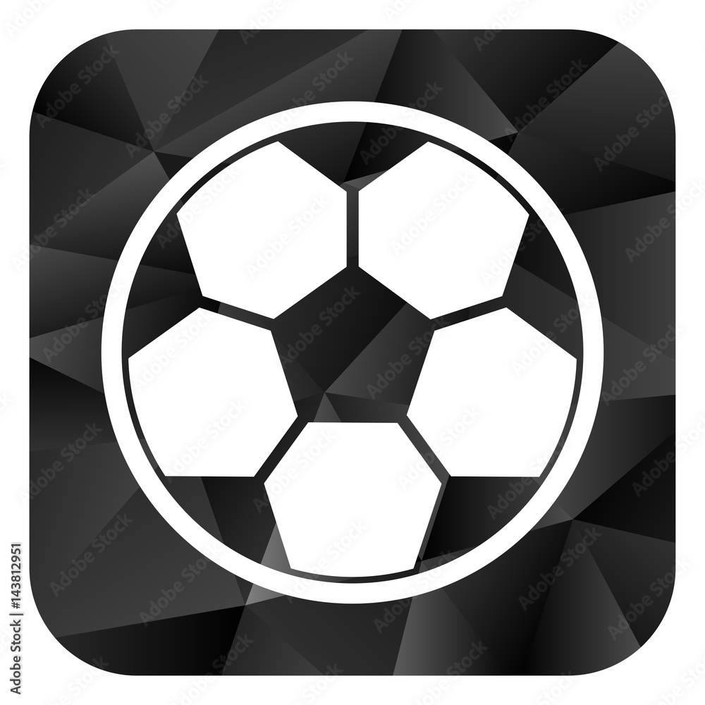 Poster soccer black color web modern brillant design square internet icon on white background.