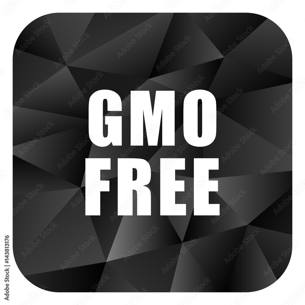 Poster gmo free black color web modern brillant design square internet icon on white background.