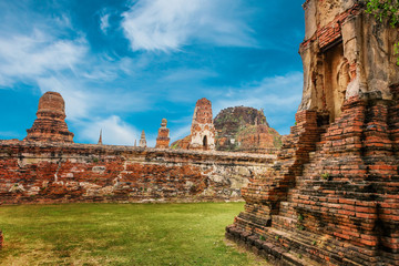 Wat Mahathat in Buddhist temple complex in Ayutthaya near Bangkok. Thailand
