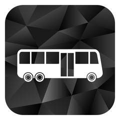Bus black color web modern brillant design square internet icon on white background.