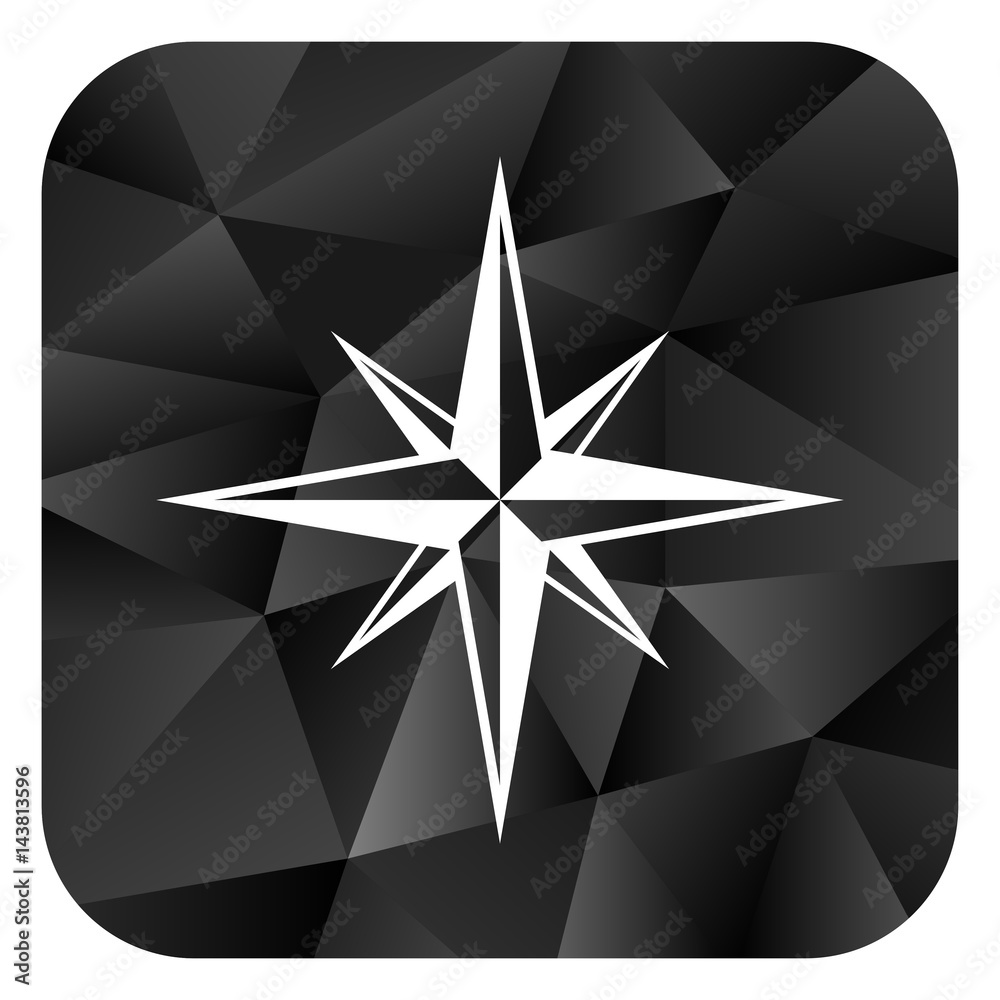 Poster compass black color web modern brillant design square internet icon on white background.