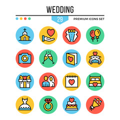 Wedding icons. Modern thin line icons set. Premium quality. Outline symbols, graphic elements, concepts, flat line icons. Creative vector illustration