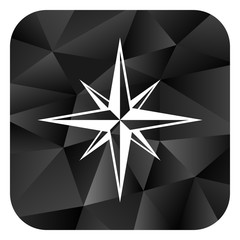 Compass black color web modern brillant design square internet icon on white background.