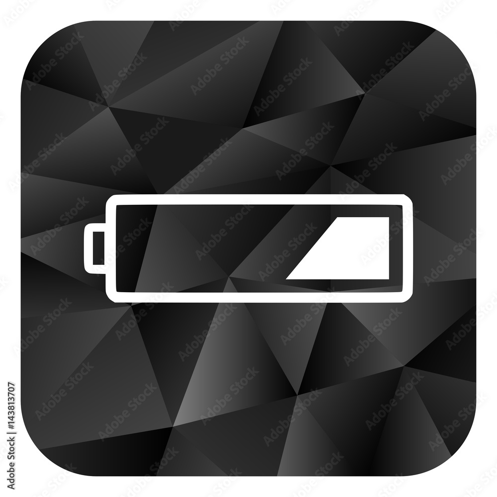Poster battery black color web modern brillant design square internet icon on white background.