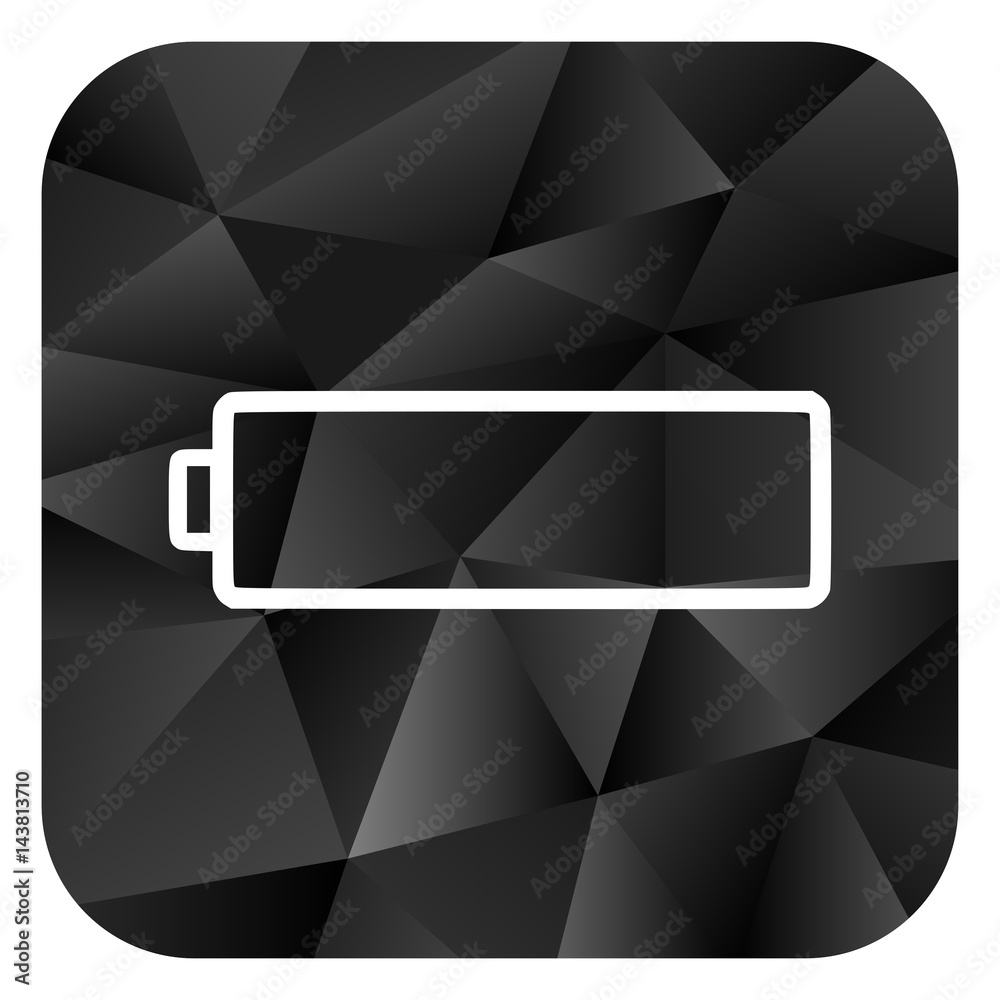 Poster battery black color web modern brillant design square internet icon on white background.