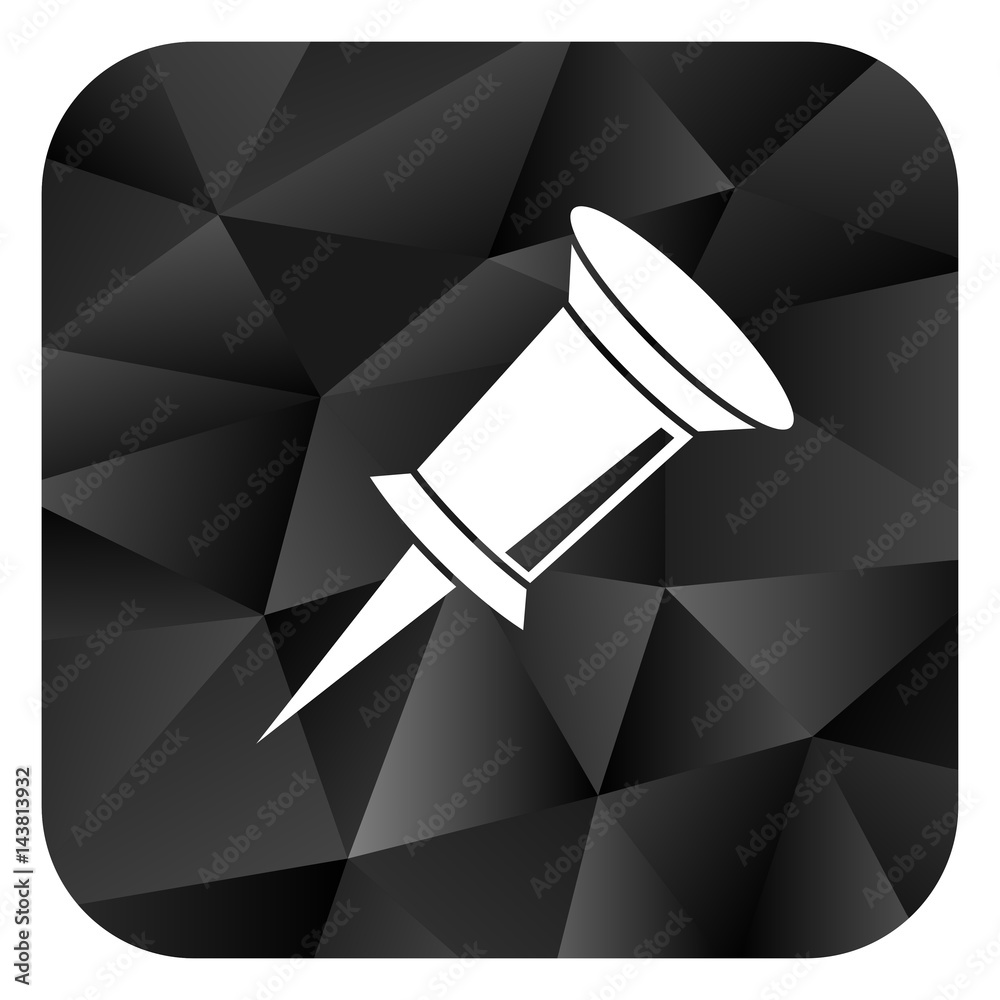 Poster pin black color web modern brillant design square internet icon on white background.