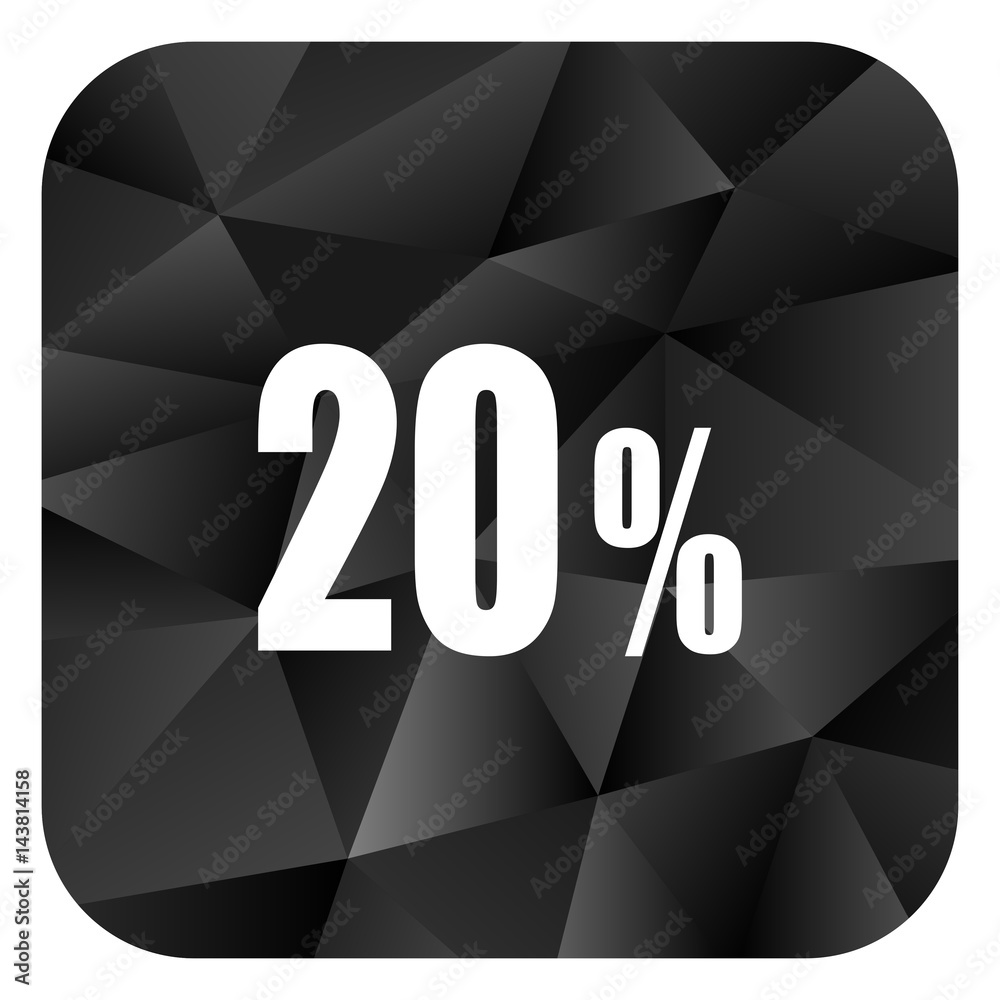 Poster 20 percent black color web modern brillant design square internet icon on white background.