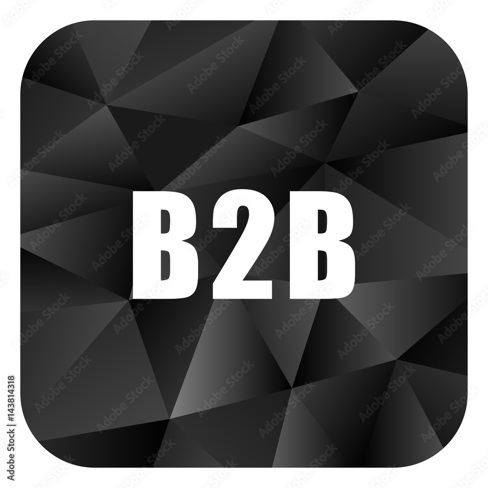 Poster b2b black color web modern brillant design square internet icon on white background.