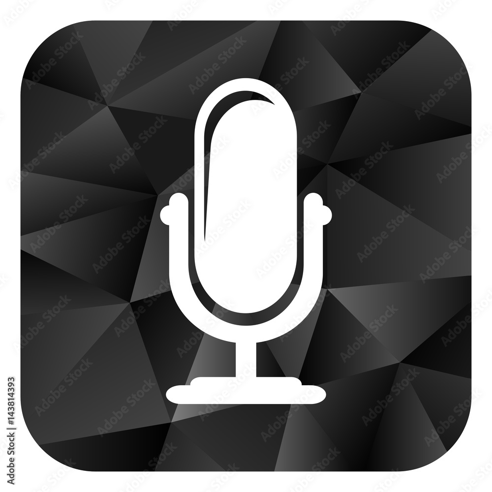 Aufkleber microphone black color web modern brillant design square internet icon on white background.
