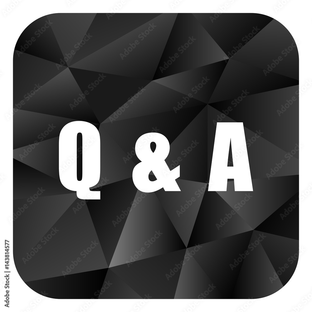 Poster question answer black color web modern brillant design square internet icon on white background.