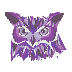 Owl head vector isolated, geometric modern illustration.