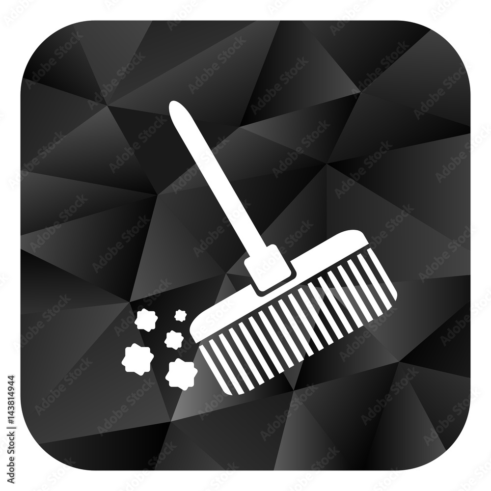 Aufkleber broom black color web modern brillant design square internet icon on white background.