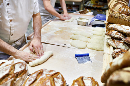 Dough loaf making in bakery
