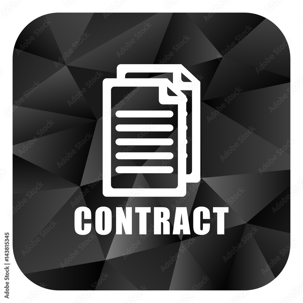 Poster Contract black color web modern brillant design square internet icon on white background.