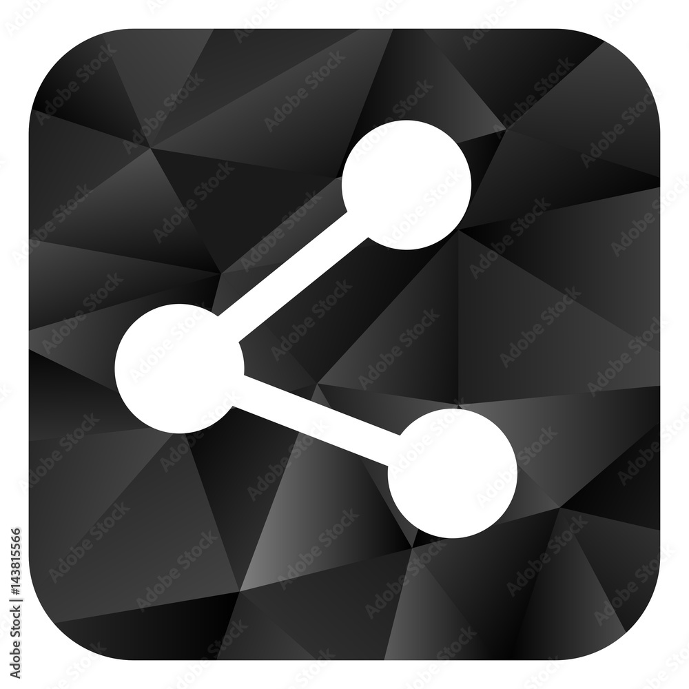 Poster share black color web modern brillant design square internet icon on white background.
