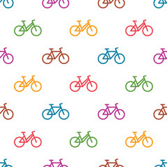 Seamless pattern with colorful bikes