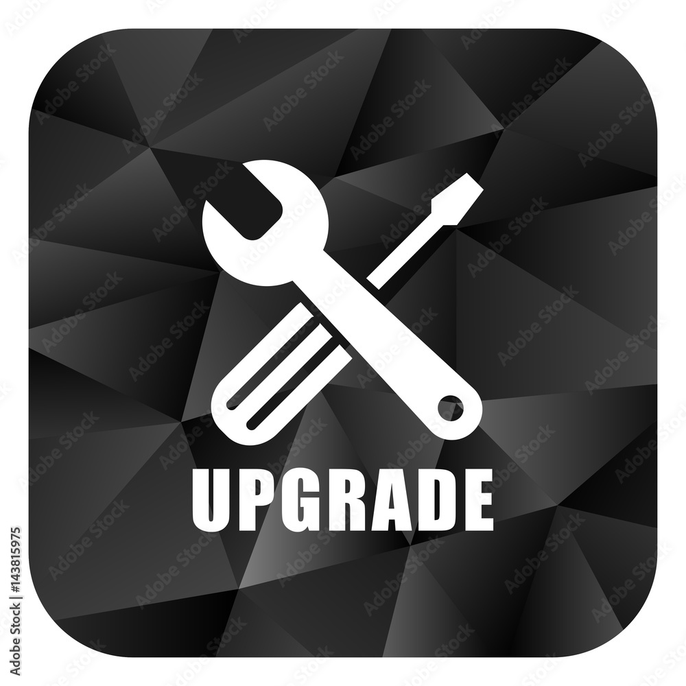 Poster Upgrade black color web modern brillant design square internet icon on white background.