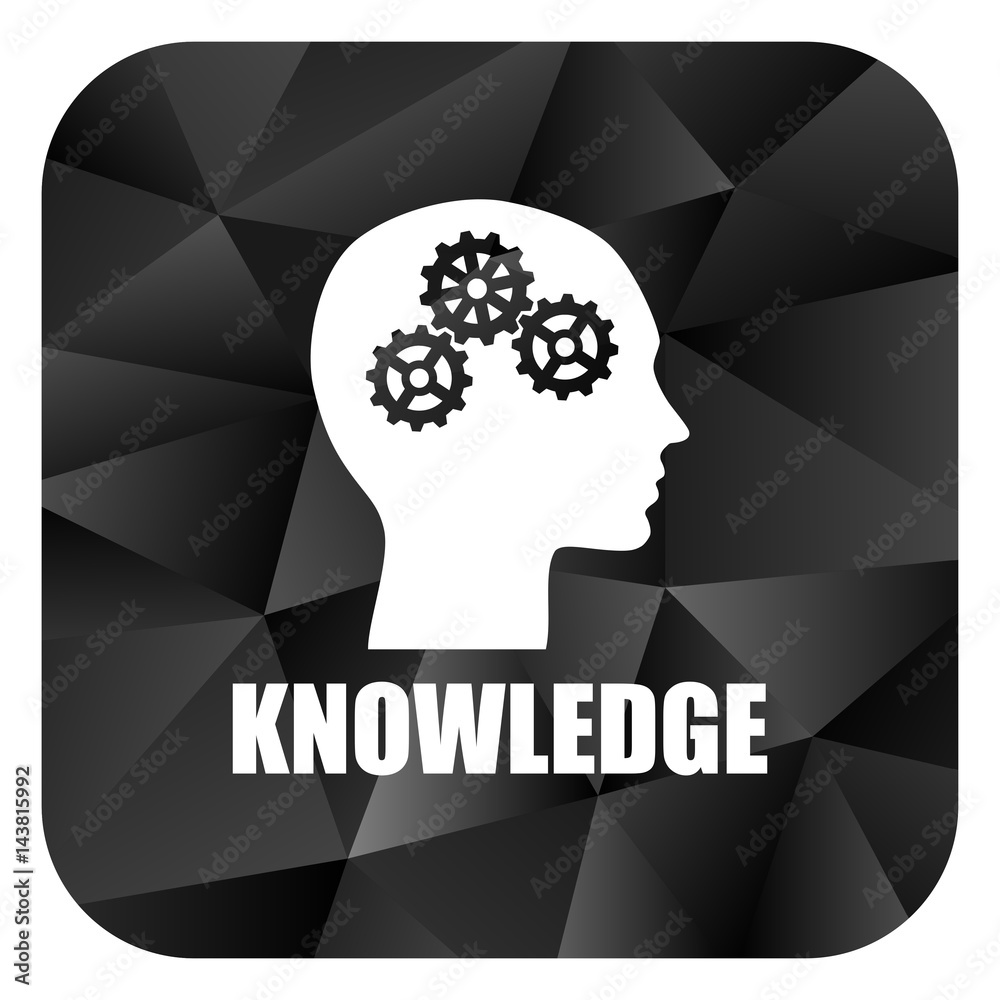 Poster knowledge black color web modern brillant design square internet icon on white background.