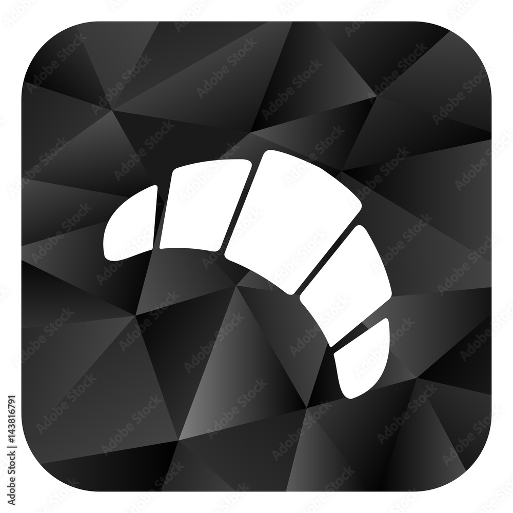 Poster croissant black color web modern brillant design square internet icon on white background.