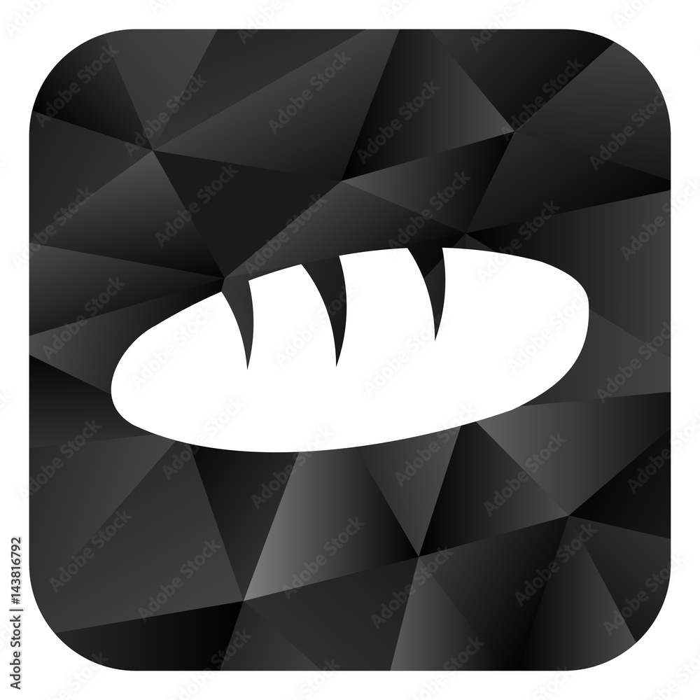 Poster bread black color web modern brillant design square internet icon on white background.