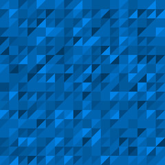 A pattern for web sites from small blue triangles of a chaotic color tone. Light wallpaper for projects. Flat style. Mosaic