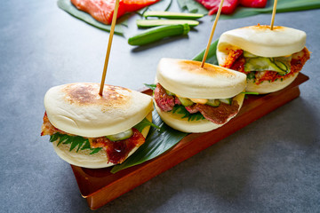 Gua bao meat and chicken asian food
