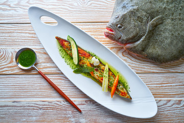 Grilled turbot over wild asparagus