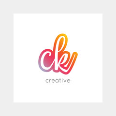 CK logo, vector. Useful as branding symbol, app icon, alphabet element, clip-art.