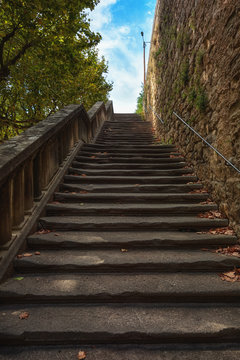 Old staircase in the town of Largentiere
