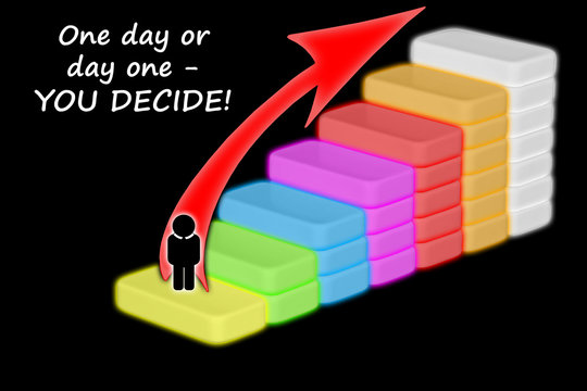 Concept of career growth. One day, or day one. You choice