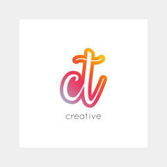 CT logo, vector. Useful as branding symbol, app icon, alphabet element, clip-art.