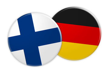 Fototapeta premium News Concept: Finland Flag Button On Germany Flag Button, 3d illustration on white background