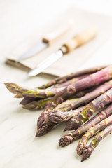 Fresh purple asparagus.