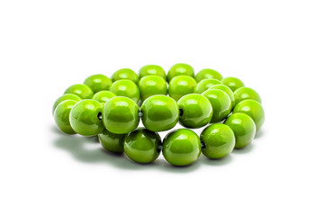 green beads isolated on white background