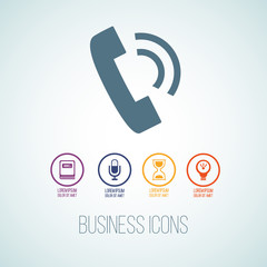 Vector business icon in the form of telephone handset. Icon set for for annual reports, charts, presentations, workflow layout, banner, number options, step up options, web design